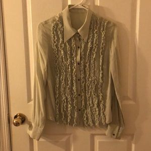 robert rodriguez 100% silk ruffle blouse